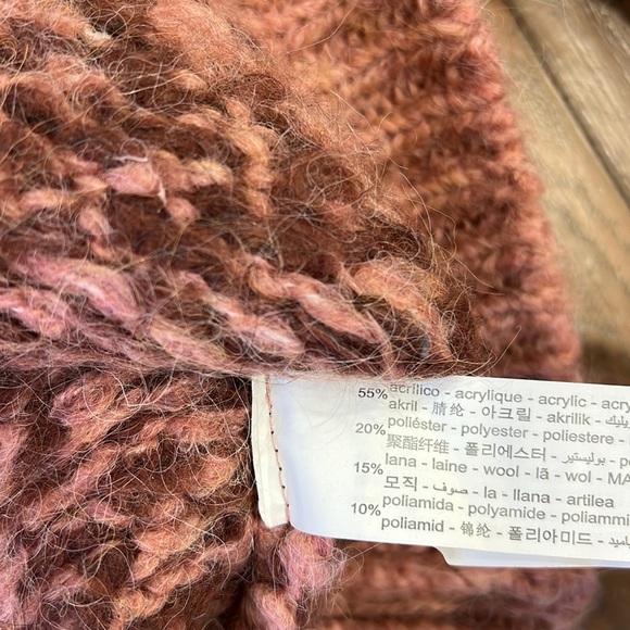 Zara Pink chunky knit Houndstooth Sweater nwt - Picture 2 of 7